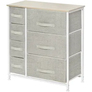 HOMCOM Commode 7 tiroirs en tissu, chiffonnier, meuble de rangement mo... pas cher