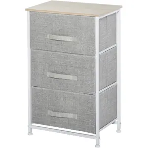 HOMCOM Meuble de rangement chiffonnier moderne 3 tiroirs en tissu, cad... pas cher