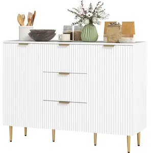 HOMCOM Buffet meuble cuisine rangement avec 3 tiroirs, étagères réglab... pas cher
