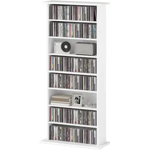 HOMCOM Rangements pour CD et DVD avec 8 compartiments et 6 étagères ré... pas cher