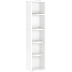 Comparateur de prix : HOMCOM Etagère cube colonne - bibliothèque - rangement 5 compartiments - dim. 30 x 24 x 133 cm - blanc
