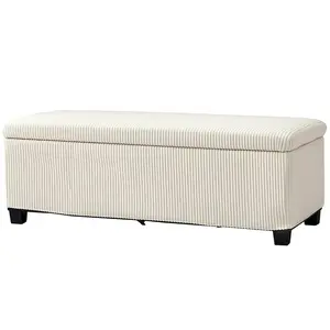 HOMCOM Banc de rangement bout de lit en velours côtelé avec couvercle,...Vendu paraosom