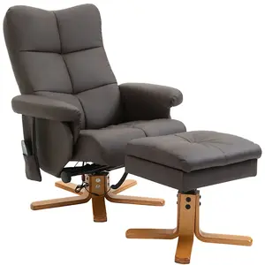 HOMCOM Fauteuil relax massant avec pouf, fauteuil de relaxation pivota... pas cher