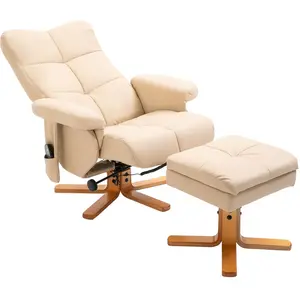 HOMCOM Fauteuil relax massant avec pouf, fauteuil de relaxation pivota... pas cher