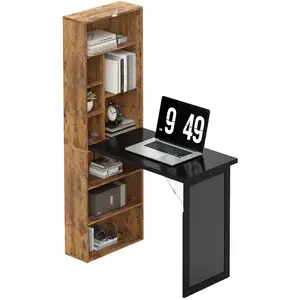 HOMCOM Bureau d'ordinateur pliable avec bibliothèque, poste de travail... pas cher