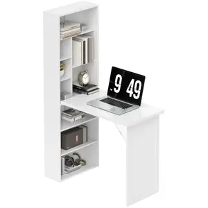 HOMCOM Bureau d'ordinateur pliable avec bibliothèque, poste de travail... pas cher