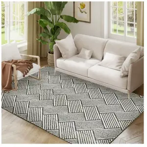 Comparateur de prix : Tapis salon 200 x 140 cm lavable en machine hypoallergénique gris