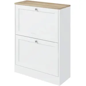 HOMCOM Meuble à chaussures 12 paires, meuble d'entrée avec 2 tiroirs rabattables et étagères réglables, 60 x 24 x 80 cm, blanc pas cher