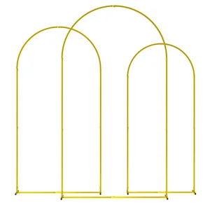 Comparateur de prix : OUTSUNNY Arches décoratives - lot de 3 arches de mariage - arches de ballon - dim. 120l x 40l x 220h cm - métal doré