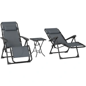 Outsunny Lot de 2 chaise longue pliable et inclinable avec table d'app... pas cher