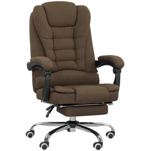 VINSETTO Fauteuil De Bureau Inclinable Repose-Pied Tissu Aspect Lin Marron pas cher