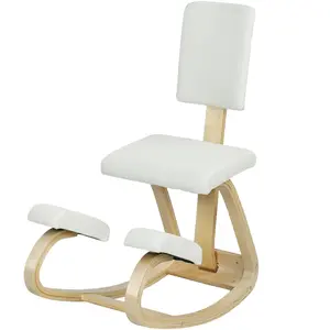 HOMCOM Siège assis genoux, tabouret ergonomique en bois à bascule avec... pas cher