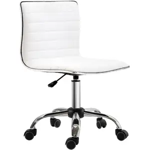 HOMCOM Chaise de bureau design style chesterfield acier chromé revêtem... pas cher