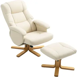 HOMCOM Fauteuil relax avec repose-pied fauteuil de relaxation pivotant... pas cher