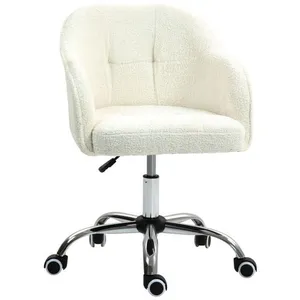 HOMCOM Chaise De Bureau Tissu Bouclette Design Effet Capitonné pas cher
