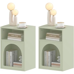 HOMCOM Lot de 2 tables de chevet, table de nuit avec compartiments ouv... pas cher