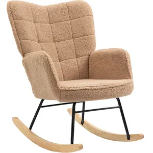 HOMCOM Fauteuil à bascule rocking chair revêtement effet laine bouclée... pas cher