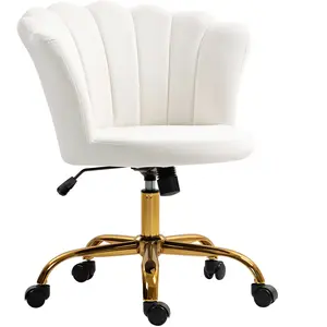 HOMCOM Chaise bureau en velours, chaise coiffeuse avec dossier en péta... pas cher