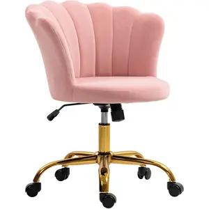 HOMCOM Chaise bureau en velours, chaise coiffeuse avec dossier en péta... pas cher