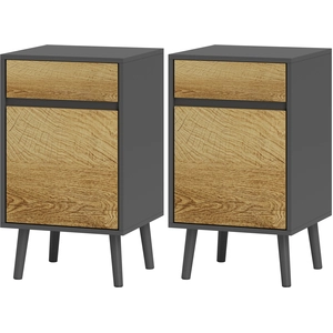 HOMCOM Lot de 2 tables de chevet table de nuit avec tiroirs et placard... pas cher