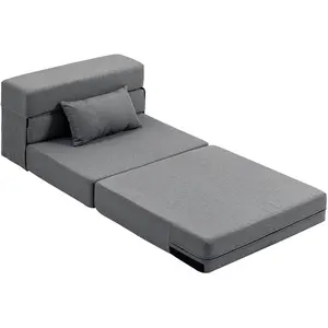 HOMCOM Fauteuil convertible 1 place fauteuil lit pliant, coussin inclu...