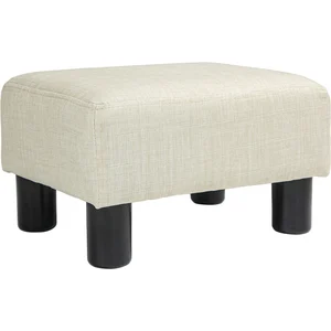 HOMCOM Pouf repose-pied tabouret bas en tissu de lin capacité de charg...