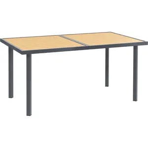 Outsunny Table à manger de jardin pour 6 personnes table de jardin avec plateau effet bois en acier 150 x 90 x 72 cm bois naturel pas cher