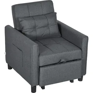 HOMCOM Fauteuil convertible 1 place 3 en 1 dossier réglable en 3 posit... pas cher