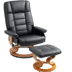 HOMCOM Fauteuil de relaxation inclinable avec repose-pied, pivotant, c... pas cher