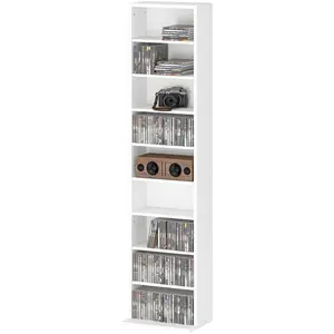 HOMCOM Rangements pour CD et DVD 9 compartiments et 6 étagères réglabl... pas cher