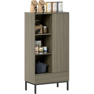 HOMCOM Buffet meuble de rangement avec placard à portes, tiroir, 3 com... pas cher