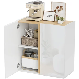HOMCOM Buffet à haute brillance, meuble de rangement avec 2 portes à f... pas cher