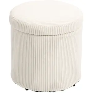HOMCOM Pouf rangement 32 L pouf salon en velours côtelé avec couvercle...