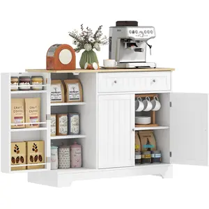 HOMCOM Buffet cuisine, meuble de rangement avec 3 portes, tiroir, étag... pas cher