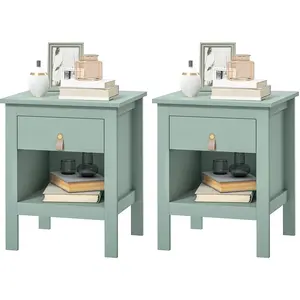 HOMCOM Lot de 2 tables de chevet avec tiroir et compartiment ouvert, 4... pas cher