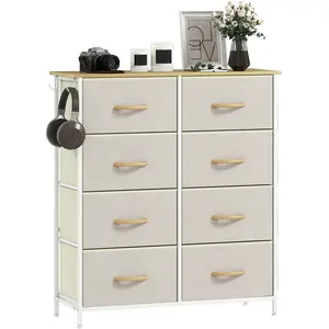 HOMCOM Commode 8 tiroirs en tissu, meuble de rangement avec 4 poches, ...