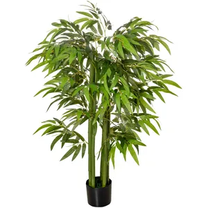 HOMCOM Bambou artificiel h.1,40m 6 pieds 780 feuilles denses réalistes... pas cher