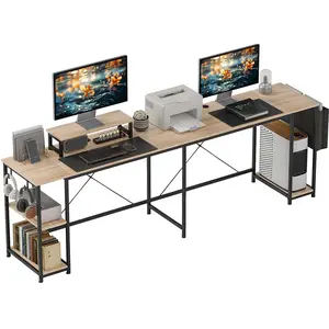HOMCOM Bureau d'angle modulable réversible 168-240 cm style industriel... pas cher