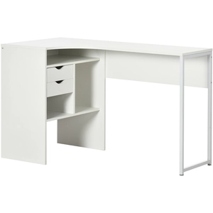HOMCOM Bureau d'angle, bureau informatique avec 2 tiroirs et 3 compart... pas cher