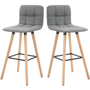 HOMCOM Lot de 2 tabourets de bar, chaises de bar capitonnées avec doss... pas cher