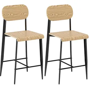 HOMCOM Lot de 2 tabourets de bar, hauts 65H cm avec dossier, structure... pas cher
