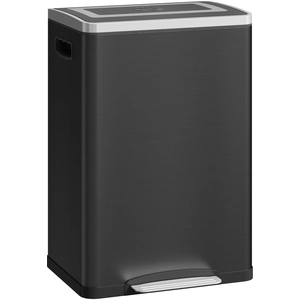 HOMCOM Poubelle de cuisine 2 compartiments de 2 x 20L, poubelle avec pédale, couvercle à fermeture douce 40 x 34,8 x 59 cm noir pas cher