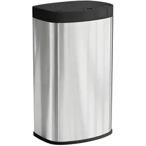 HOMCOM Poubelle cuisine automatique 55L en acier inoxydable, poubelle à couvercle à fermeture en douceur, 38x28,5x69cm, argent pas cher