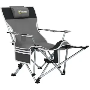 Chaise De Camping Pliante Tectake – Noire, Avec Housse De Transport