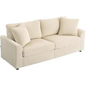 HOMCOM Canapé 3 places 212 cm avec 2 coussins à ressorts, tissu velour... pas cher