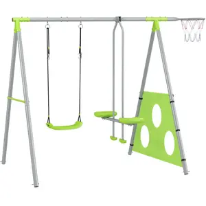 Comparateur de prix : AIYAPLAY Portique balancoire Enfant 4 en 1 avec sièges et Face à Face,...