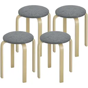 HOMCOM Ensemble de 4 tabourets empilables ronds sans dossier avec assi...Vendu paraosom