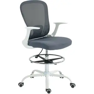 HOMCOM Chaise bureau ergonomique avec repose-pieds ajustable et accoud... pas cher