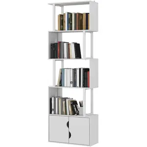 HOMCOM Bibliothèque à 5 niveaux, meuble de rangement avec étagères et ... pas cher