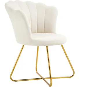 HOMCOM Fauteuil coquillage chaise coiffeuse fauteuil en velours fauteu... pas cher